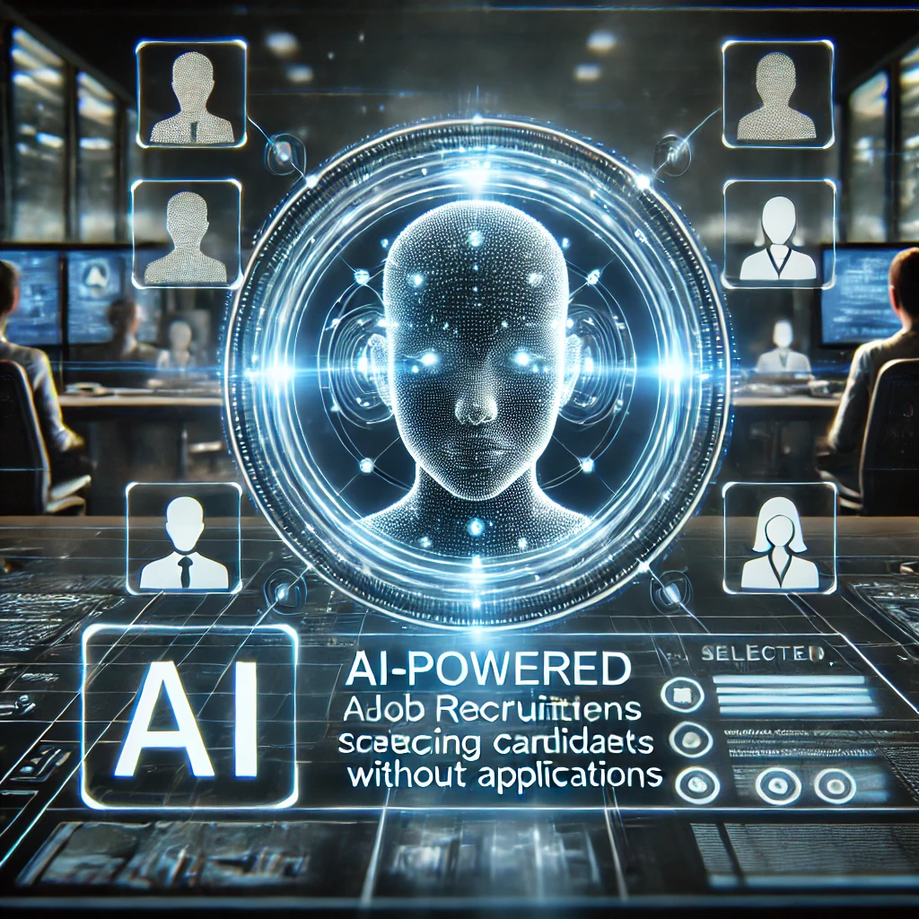 AI-powered recruitment system scanning profiles and selecting candidates without applications.